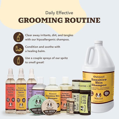 Natural Dog Company Calming Lavender Spritz 8 oz – Hypoallergenic Dog Deodorizing Spray with Aloe & Oatmeal – Refreshes Coat, Soothes Sensitive Skin – Natural Lavender Scent, No Artificial Fragrance