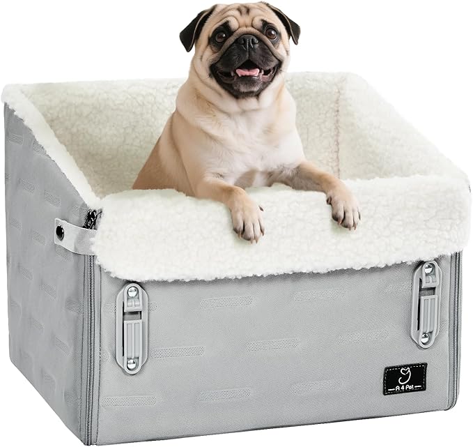 Dog Car Seat for Small Dogs – Patented Safety Buckle, Booster Seat with Safety Leash, Travel Car Seats for Dogs Up to 35 lbs – Secure, Comfortable, Easy Install, Fits Cars/SUVs/Trucks