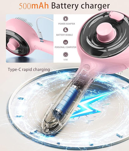 Steam Pet Grooming Brush for Cats & Dogs, Spray Silicone Deshedding Brush Reduces Shedding & Static, One-Click Fur Removal, Rechargeable Cat Dog Grooming Tool, Pink