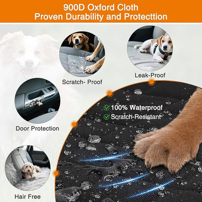 iBuddy Dog Car Seat Cover for Tesla Model Y/3 with 2PCS Car Door Protector 100% Waterproof Pet Car Seat Cover Protects Vehicle from Hair, Scratches and Dirt, Customized Dog Car Hammock for Model Y/3