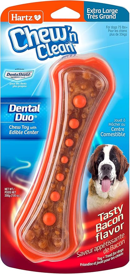 Hartz Chew 'n Clean Dental Duo Bacon Flavored Dental Dog Treat & Chew, Extra Large