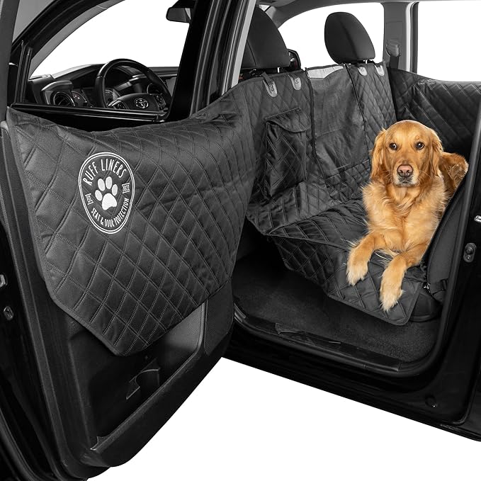 Ruff Liners XL Dog Seat Cover, Black – As Seen on Shark Tank – Back Seat Protector for Full-Size Trucks – Waterproof, Machine-Washable, Touch Fasteners, & Belt Slots – Heavy-Duty Dog Hammock