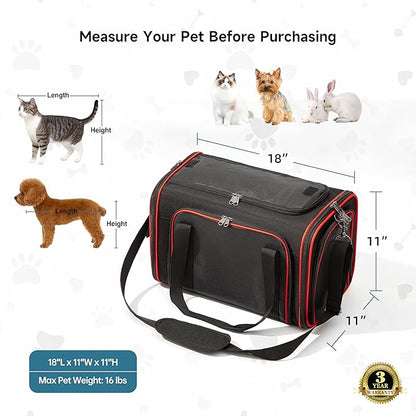 EliteField Soft-Sided Pet Carrier (3-Year Warranty, Airline Approved), Foldable Travel Bag with Removable Fleece Bed for Dogs, Cats & Small Pets, Scratch-Resistant Mesh