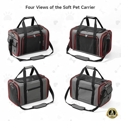 EliteField Soft-Sided Pet Carrier (3-Year Warranty, Airline Approved), Foldable Travel Bag with Removable Fleece Bed for Dogs, Cats & Small Pets, Scratch-Resistant Mesh