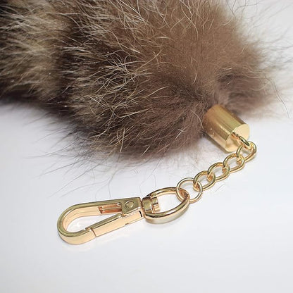 Fosrion Real Raccoon Tail Fur Cat Bites Toy with Three Section Retractable Carbon Fiber Rod (Raccoon, Only Tail)
