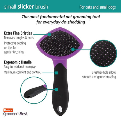 Hartz Groomer's Best Small Slicker Brush for Cats and Small Dogs, Black/Violet, 1 Count (Pack of 2)