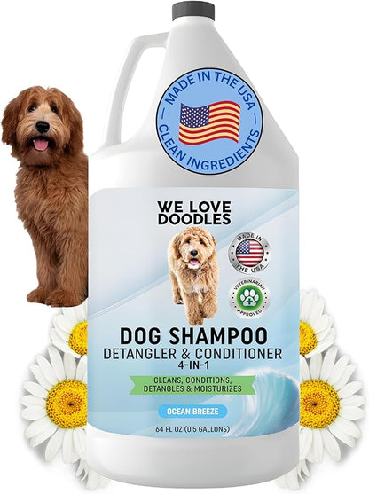 Dog Shampoo Half Gallon - Cleans, Conditions & Detangles, Goldendoodles, Poodles, & Doodle Shampoo - for Matted Pet Hair - Sensitive Skin Wash for Puppies - Made in The USA, 64OZ (Ocean Breeze)