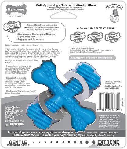 Nylabone Comfort Hold X-Bone Power Chew Toy for Dogs, Dog Toys for Aggressive Chewers, Beef Flavor, Small - Up to 25 lbs, 1 Count