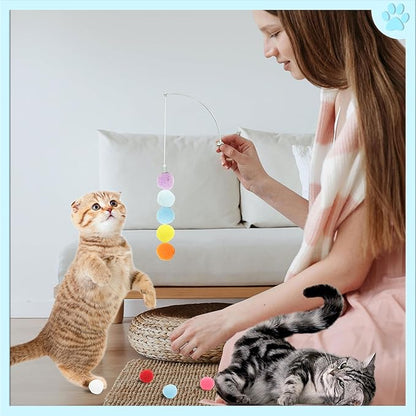 24 Pcs Colorful Pet Balls, Soft Plush Balls, Cat's Favorite Toy Ball, Interactive Cat Toy.