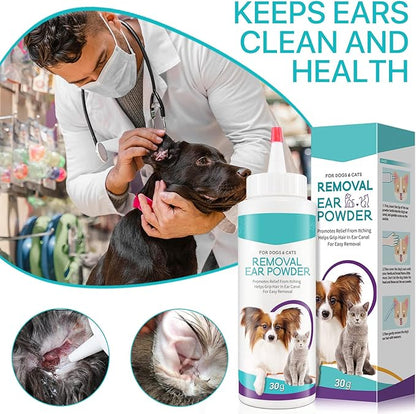 Dog Ear Cleaner - Removal Ear Powder for Pets,Dog Ear Infection Treatment,Supports Infection Prone Ears, Ear Odor in Pets (2PC Ear Powder)
