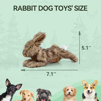 ALL FOR PAWS Classic Rabbit Squeaky Doy Toy, Bunny Dog Toy for Small Medium Breed, Puppy Fetch Toy with Squeaker, Plush Chew Dog Toy, 8 x 2.8 x 4.7 inches, Brown Rabbit -Small Size