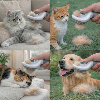 Self Cleaning Slicker Brush for Dogs Cats - One-Click Pet Grooming Tool, Removes Loose Undercoat & Tangles | Gentle Massaging Bristles for Long/Short Hair | Effective Deshedding