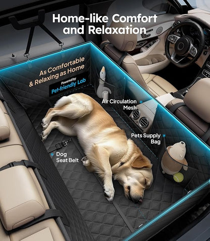 Wigoo Upgrade Soft Dog Car Seat Cover for Back Seat, [Protect Interior, Waterproof & Easy to Clean] Soft Bottom Backseat Dog Car Hammock,Fits Large Sedan SUV Truck Van, Size L, Black