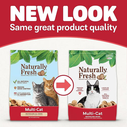 Naturally Fresh Cat Litter Made from Walnut Shells, Unscented, Multi-Cat, Upcycled, Low Dust, Sustainable, 30 Lbs
