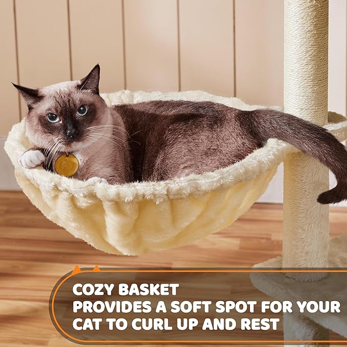 Yaheetech 68.5in Cat Tree Multi-Level Cat Tower with Large Cat Condo＆Cozy Perches Stable Pet Play House w/Sisal-Covered Scratching Posts＆Board for Indoor Cats, Beige