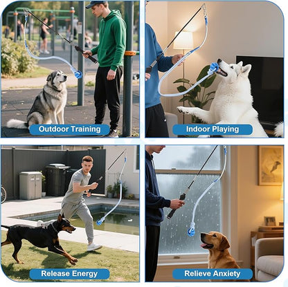 Flirt Pole for Dogs Interactive Dog Pole Toy for Large Medium Small Dogs, Chase Dog Flirt Pole for Tug of War