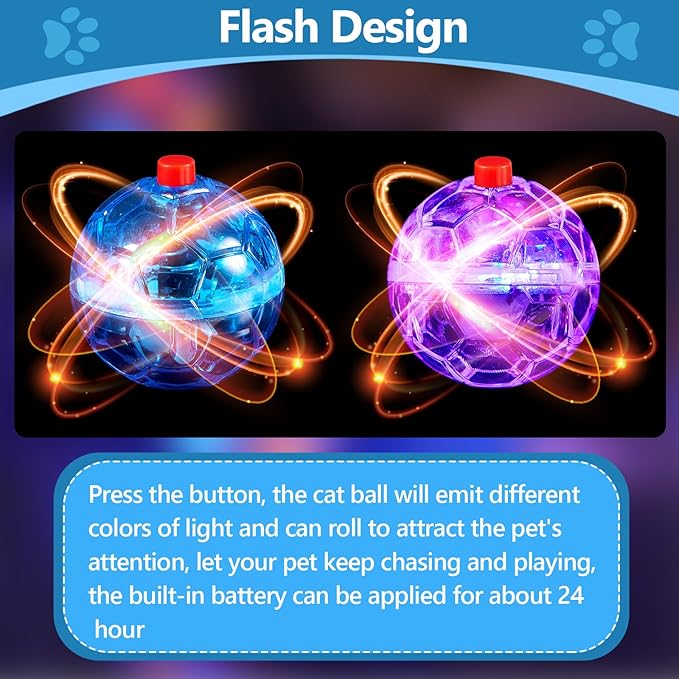 Jecery 9 Pcs Light Up Cat Balls Ghost Hunting LED Motion Activated Cat Toy Interactive Lighted Ball Pet Glowing Mini Running Exercise Toys for Kitten Dog Pet Animals Activity(Multicolor)