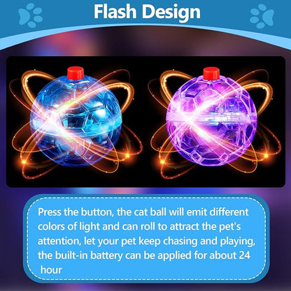Jecery 9 Pcs Light Up Cat Balls Ghost Hunting LED Motion Activated Cat Toy Interactive Lighted Ball Pet Glowing Mini Running Exercise Toys for Kitten Dog Pet Animals Activity(Multicolor)