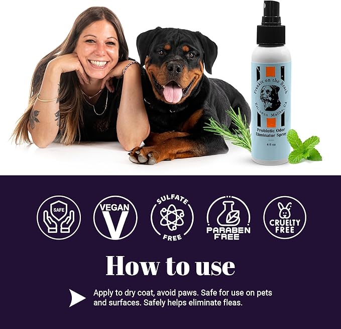 Probiotic Odor Eliminator – Plant-Based, Non-Toxic & Cruelty-Free – Neutralizes Pet Odors at The Source – Vegan, Small-Batch Grooming Mist – 4 z Made in USA