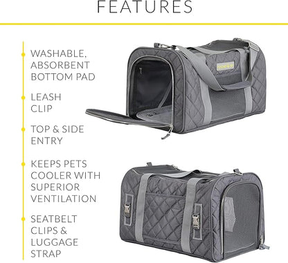rocket & rex Dog Carrier Airline Approved. Soft-Sided Cat Carrier, Pet Carrier. Everyday Use, Car, Plane Travel. Collapsible, Rigid Frame for Easy Storage.