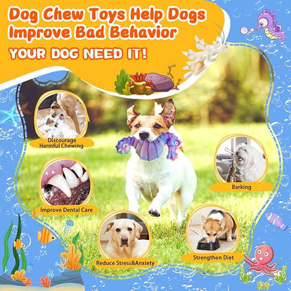 Dog Chew Toys for Aggressive Chewers: Squeaky Dog Chew Toys for Large Dogs-Tough Indestructible Toys for Large/Medium/Small Breeds-Interactive Toys with Fun Squeaky Sound for Boredom