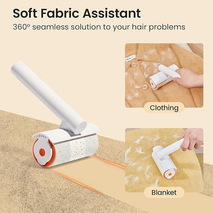 TripleWood Pet Hair Removal Tool and Lint Roller Value Set, Extra Sticky Lint Remover and Reusable Dog Cat Hair Remover for Pet Hair Removal on Furniture, Couch, Carpet, Clothing, Bright White