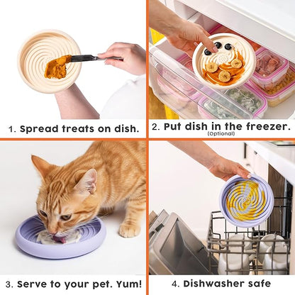 Awoo Lick Dish Silicone Dog & Cat Lick Mat & Slow Feeder with Suction Cups, Non-Slip, Dishwasher Safe, Extend Mealtime, Reduce Anxiety (Periwinkle)