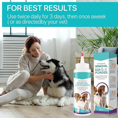Dog Ear Cleaner 30g - Removal Ear Powder for Pets,Dog Ear Infection Treatment,Supports Infection Prone Ears, Ear Odor in Pets