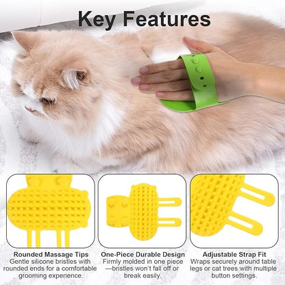 4Pcs Cat Self Groomer, Silicone Grooming Strap Pad for Cats, Adjustable Kitten Brushes for Indoor Kittens, Cat Massager Comb for Head Face Back, Cats Face Scratchers for Corner Sofa Chair Table Legs