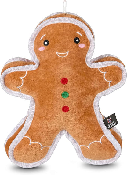 Bow Wow Pet Holiday Gingerbread Gusset Squeaky Plush Dog Toy
