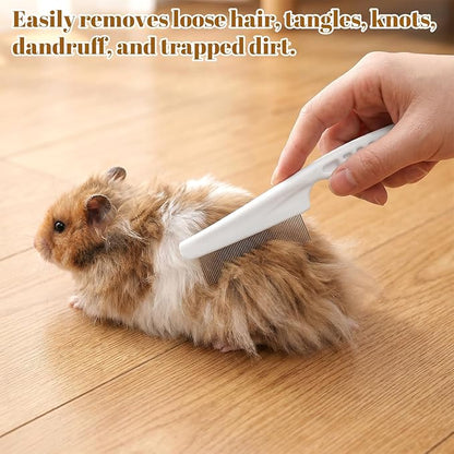 2Pcs Guinea Pig Brush, Fine-Tooth Stainless Steel Flea Brush for Dogs Rounded Teeth Grooming Metal Comb for Dogs, Chinchillas, Ferrets, Guinea Pigs, Rabbits