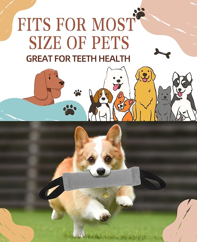 Clysoru tug Toy for Dogs Tug of War Dog Puppy Bite with 2 Strong Handles Made Durable Tear Resistant Stitches
