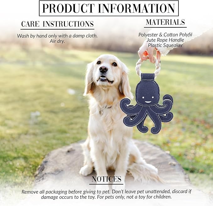 Pavilion Gift Company - Out of Reach - 11.5" Canvas Rope Dog Toy Chew Tug of War Octopus Aquatic Water Sea Ocean Best Friend Dog Doggy Puppy K9 Gift