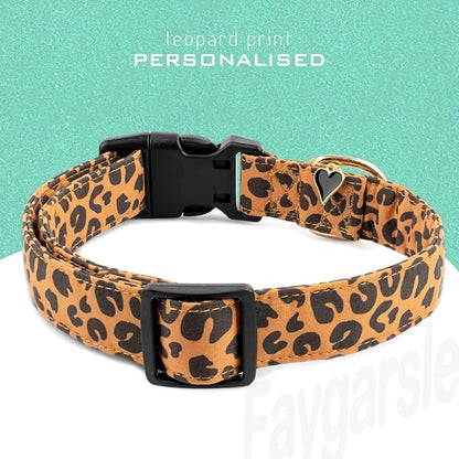 Faygarsle Brown Leopard Print Dog Collar for Small, Medium, Large Boys Girls Dogs XS