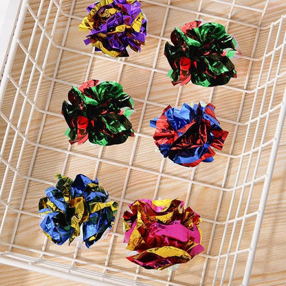 Andiker 20PCS Cat Crinkle Balls, 2.16 Inches Cat Balls with Polyester Film Thick Crinkle Paper Sturdy Interactive Cat Toys for Indoor Cats Reducing Boredom and Keep Fit for Cats and Kitten (Colorful)