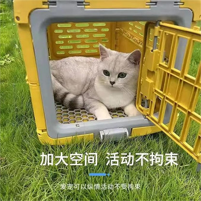 Portable Foldable Pet Kennel, Breathable Check-in Carrier for Cats and Small Dogs(Blue)