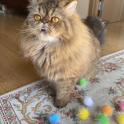 20PCS 1.5INCH Extra Large Cat's Favorite Chase Glitter Ball Toy Sparkle Pom Pom Balls