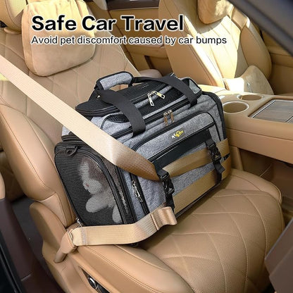 Cozy Cruiser Pet Carrier with Wheels,TSA Airline Approved, Expandable Space, Soft-Sided & Collapsible Design,Rolling Travel Bag with Telescopic Handle for Small Dogs and Cats