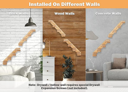 Wall Mounted 2 Pack Cat Shelf with 2 Pieces Four Steps Climber Stairs - Modern Cat Wall Furniture for Climbing, Lounging, and Playing - Perfect Hammock for Indoor Cats or Kitty