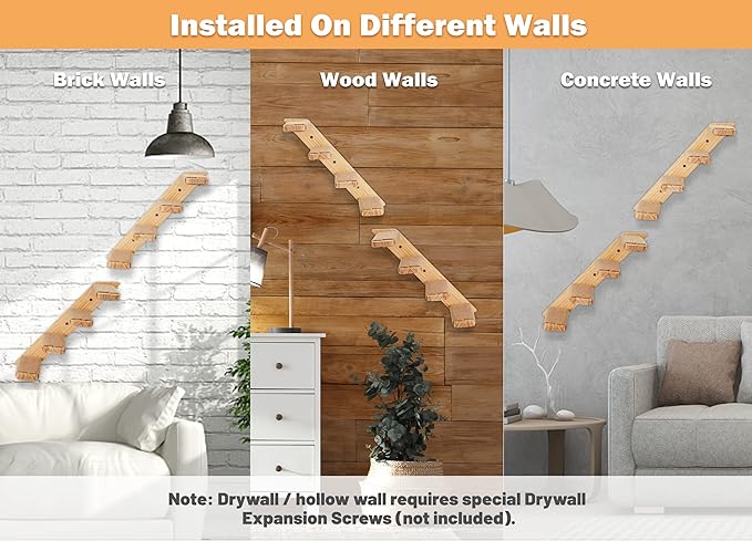Wall Mounted 1 Pack Cat Shelf with 2 Pcs Two Steps Climber Stairs - Modern Cat Wall Furniture for Climbing, Lounging, and Playing - Perfect Hammock for Indoor Cats or Kitty