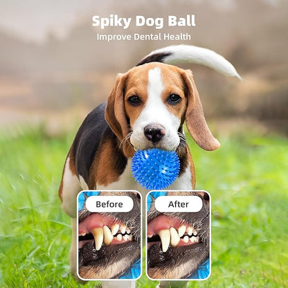 4 Pack 4.5” Squeaky Dog Balls for Large and Medium Dogs, Spiky Dog Toy Balls for Aggressive Chewers