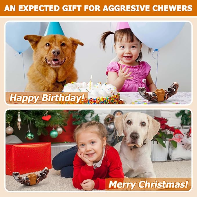 Indestructible Dog Chew Toys for Aggressive Chewers - Durable Rubber Bacon-Flavored Toy to Keep Them Busy(Large/Medium Breeds)