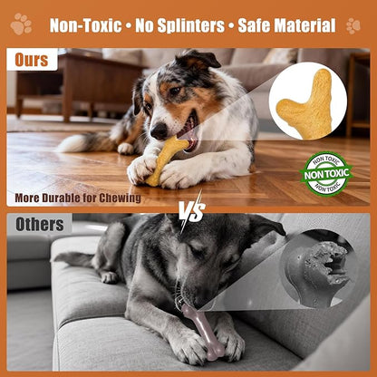 Dog Chew Toy for Puppy Medium Dogs Durable Dog Chew Bones Teething Toys,Tough Wishbone Dog Toys for Aggressive Chewers, Beef Flavor