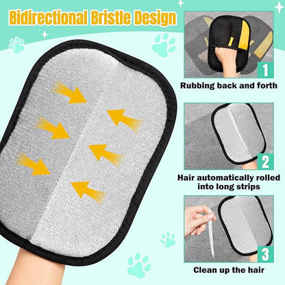 Pet Hair Remover Glove - 5PCS Electrostatic Cat Dog Hair Removal Gloves with Brush and Hooks, Reusable Animal Grooming Brush Tool for Couch Furniture Clothing Carpet Curtain Bed Carpet Blanket