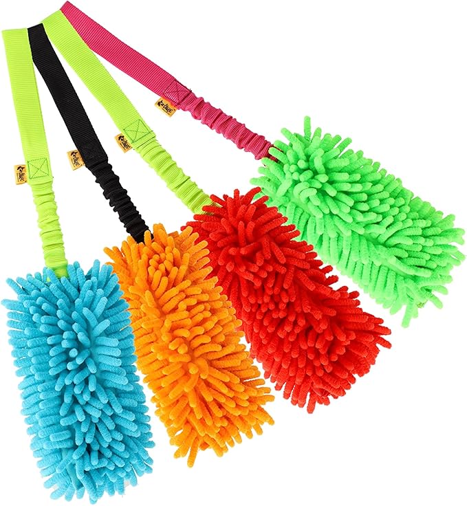 Dingo Waldemar Rutkowski Shaggy Nubby Plush tug Toy for Dogs, Training and Agility, Chasing Games and tug of war, Bungee Handle Assorted Color 15575