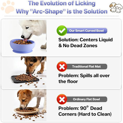 Dog Lick Bowl Slow Feeder with Slanted Anti-Spill Design, Extra-Thick Bite-Resistant Rim, Strong Suction Base, Freezer Safe for Frozen Treats — A Cleaner Alternative to Lick Mats for Dogs (Light Blue)