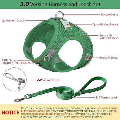 AIITLE Easy Walk Dog Harness and Leash Set - Pet Supply No Pull, Step in Adjustable Pet Harnesses with Padded Vest for Summer, No Choke Over, Easy to Put on Medium Dogs Green L