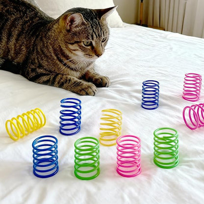 AGYM Cat Spring Toys 90 Packs for Indoor Cats, Durable Plastic Spring Coils Attract Cats to Swat, Bite, Hunt, Interactive Spring Toys for Kittens