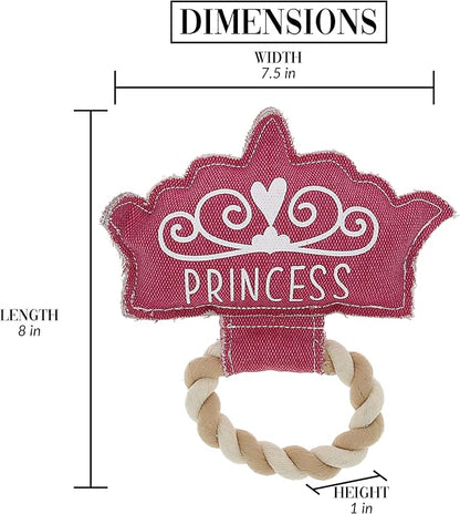 Pavilion Gift Company - Princess - Canvas Rope Dog Toy Tiara Princess Crown Tug of War Puppy K9 Doggy Lover Parent Gift