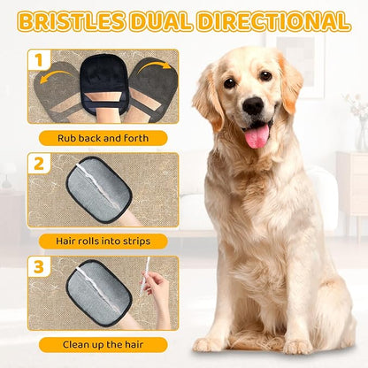 Pet Hair Removal Glove for Dogs & Cats, 2026 Newly Upgraded Five-Finger Electrostatic Pet Hair Gloves, Pet Hair Remover Tool for Clothing, Couch, Carpet, Car Seat（2 Pack Black）